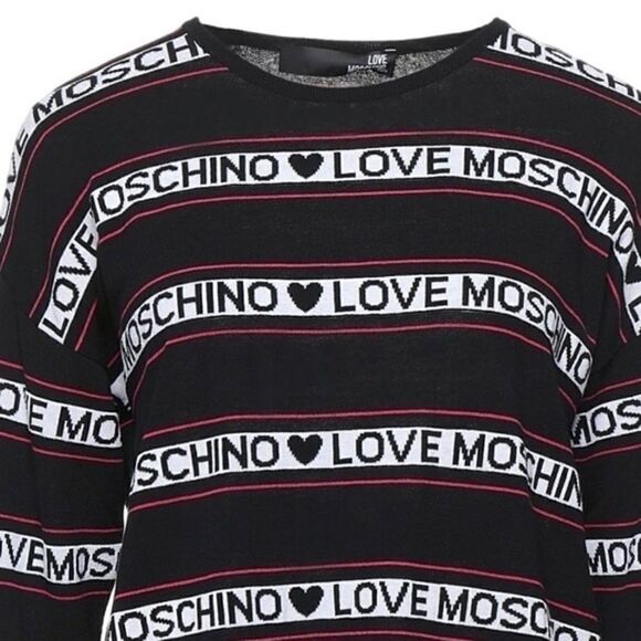 NWT Love MOSCHINO STRIP LOGO DETAILS WOMAN SWEATER SIZE US XL - Picture 1 of 11